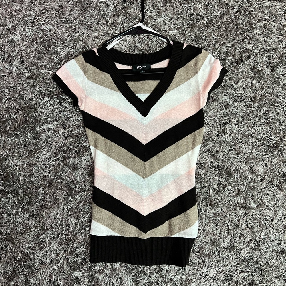 Chevron Striped V-Neck Sweater